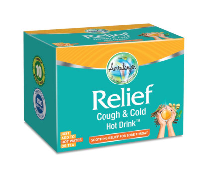 Relief Cough and Cold Hot Drink 热饮 Amrutanjan, 20 pc