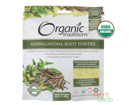 Ashwagandha root 粉末 Organic Traditions, 200 克