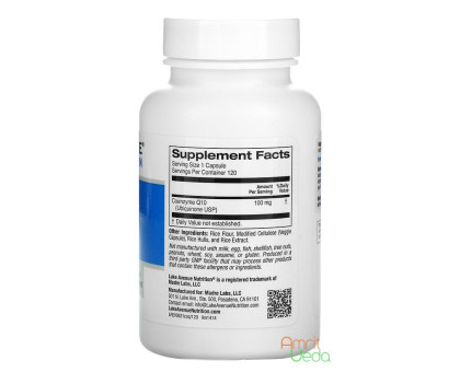 Coenzyme Q10 100 mg Lake Avenue, 120 胶囊