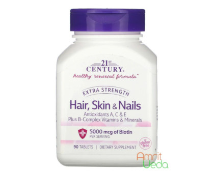 Hair, skin & nails Extra strength 21st Century, 90 药片